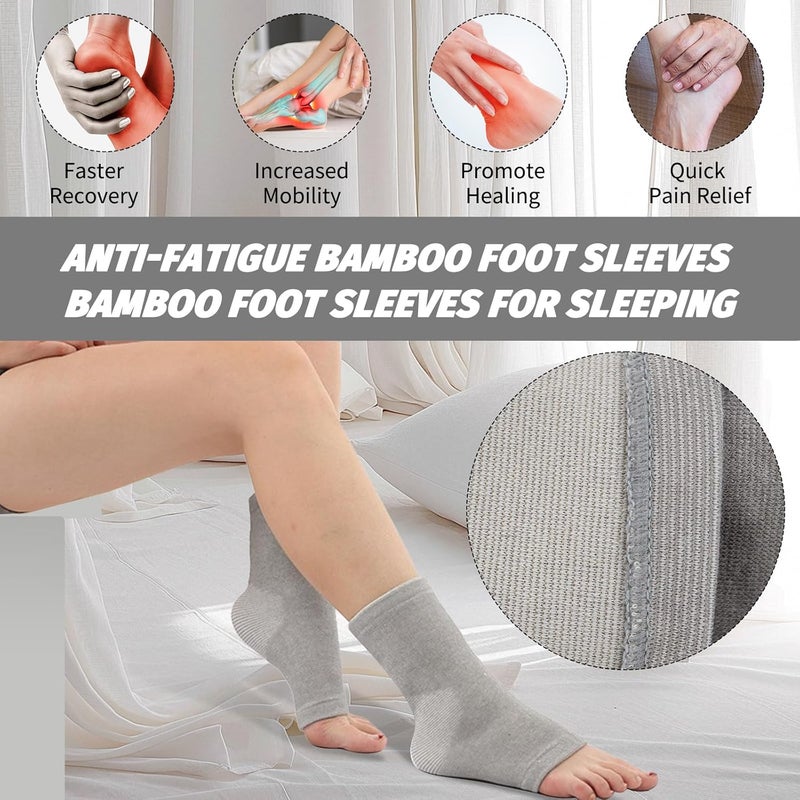 Xorim Ankle Compression Sleeve, Foot Compression Sleeve, Soft and Breathable Bamboo Foot Sleeves, Foot Pain Relief Socks for Arch Support, Swelling of Feet and Ankles (Gray) - Image 2
